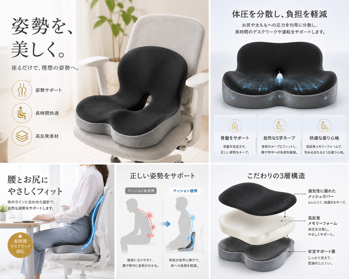 Raku™ 姿勢サポートクッション